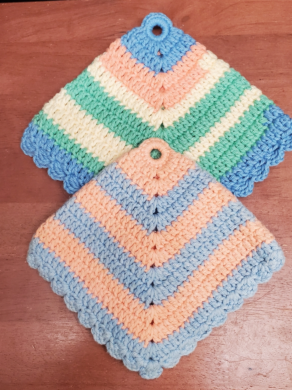 Handmade Granny Core Double Crochet Cotton Potholders Hot Pads Trivet